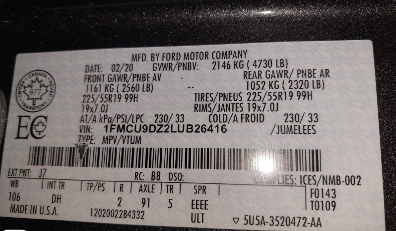 
								2020 Ford Escape, Titanium Hybrid full									