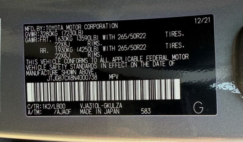 
								2022 Lexus LX, 600 Base full									